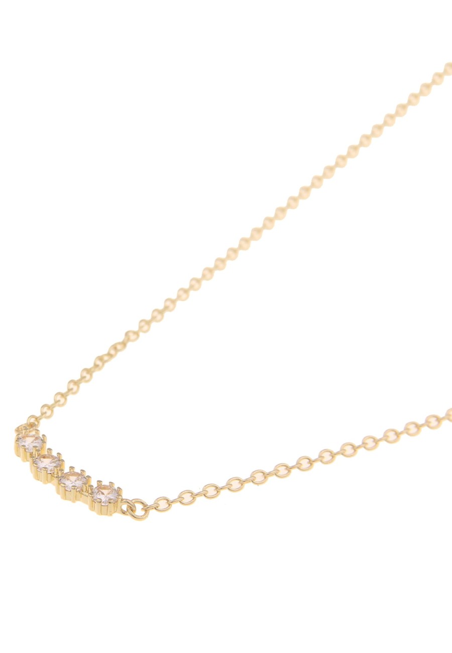 Ketten Leslii | Leslii Kurze Kette Glitzer Filigrane Gliederkette Collier Strass-Steine In Gold Weis