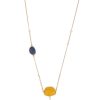 Ketten Leslii | Leslii Damen-Kette Color Glieder-Kette Goldene Halskette Bunte Modeschmuck-Kette Gold Bunt