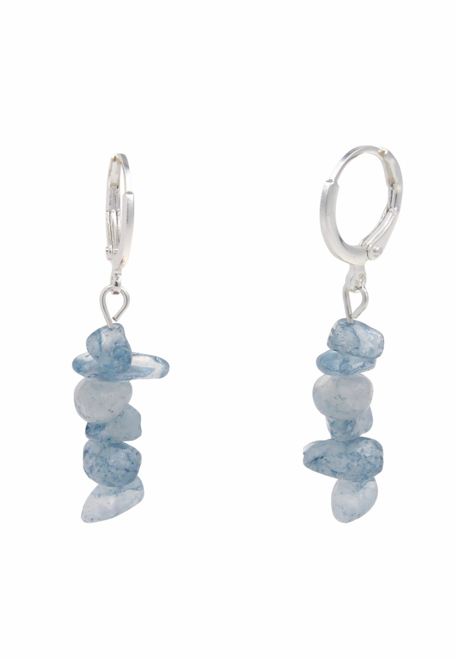 Ohrschmuck Leslii | Leslii Damen-Ohrringe Ohrhanger Blaue Stein-Ohrringe Modeschmuck-Ohrringe Naturstein Silber Blau