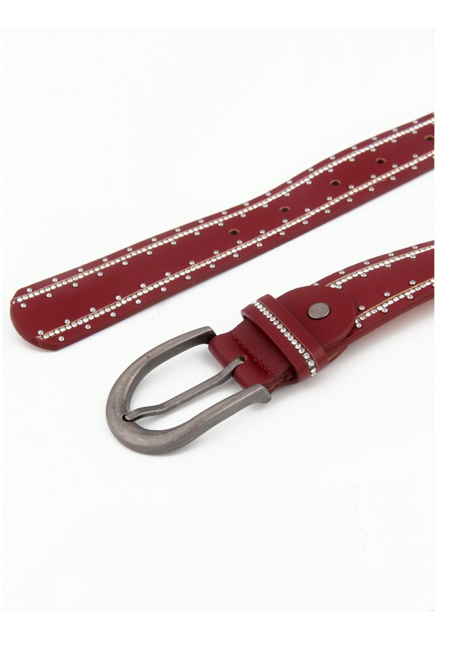 Gurtel Leslii | Leslii Damen-Gurtel Glitzer Strass-Gurtel Roter Gurtel Glitzer-Gurtel Breite 3,5Cm In Rot Silber