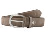 Gurtel Leslii | Leslii Premium Gurtel Echter Leder-Gurtel Antik Tauper Gurtel Rind-Veloursleder Naht Taupe Silber