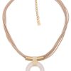 Ketten Leslii | Leslii Kurze Halskette Muster Ring In Beige Weis