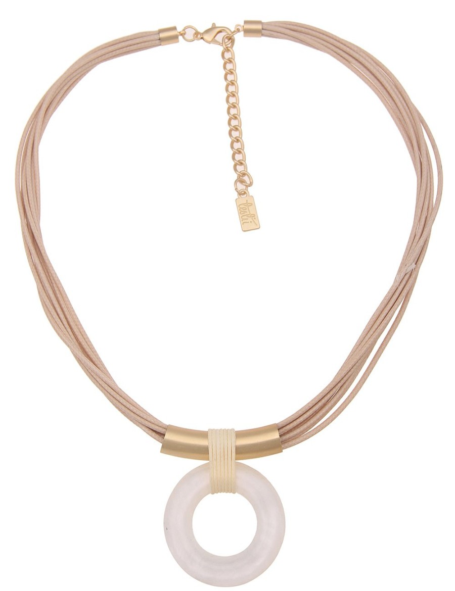 Ketten Leslii | Leslii Kurze Halskette Muster Ring In Beige Weis