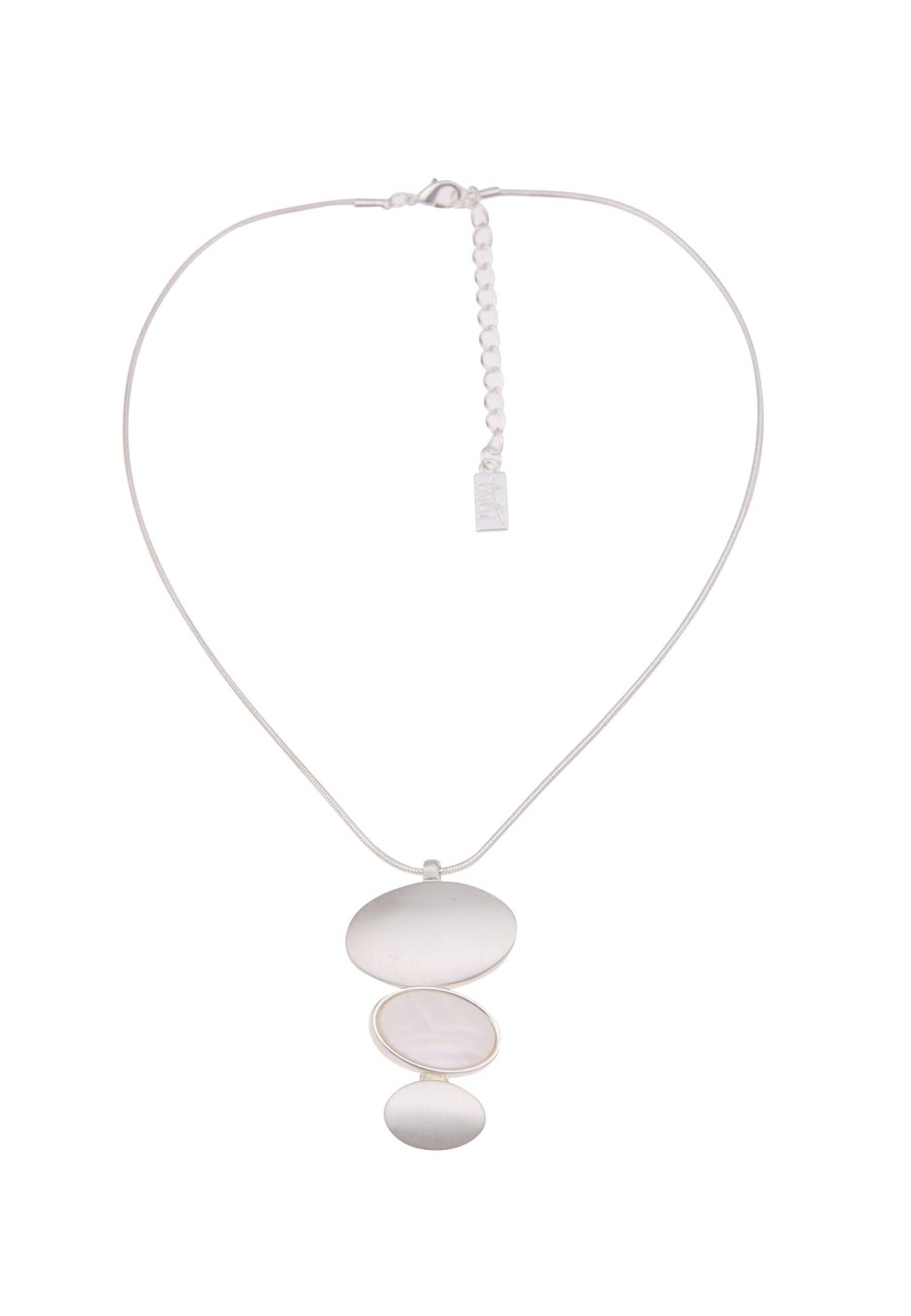 Ketten Leslii | Leslii Kurze Halskette Collier Perlmutt In Silber Beige