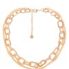 Ketten Leslii | Leslii Damen-Kette Statement Glasperlen Glieder-Kette Goldene Modeschmuck-Kette Gold Beige