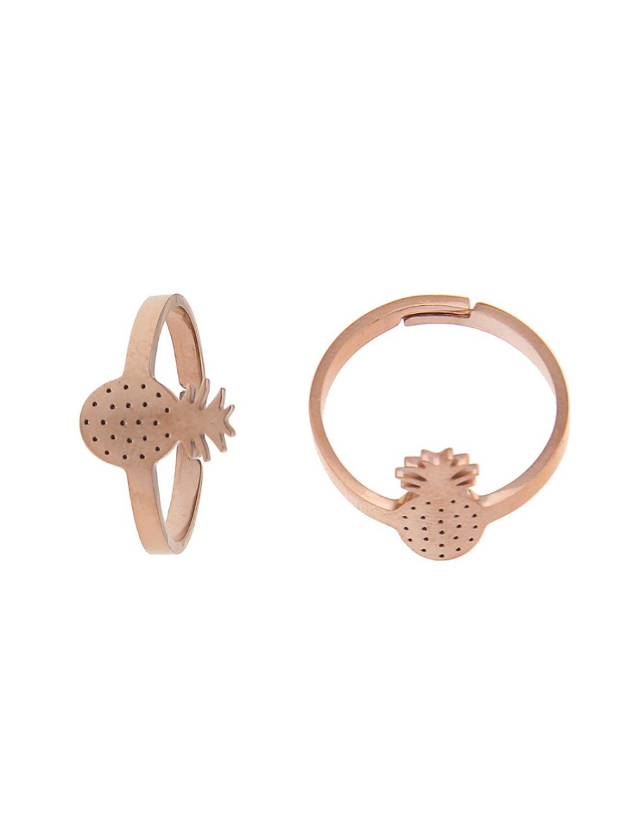 Ringe Leslii | Leslii Damen-Ring Ananas Fruchte Obst Modeschmuck-Ring Grose Verstellbar In Rose