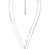 Ketten Leslii | Leslii Damen-Kette Layering Herz-Kette Strass Glitzer Collier In Silber