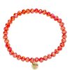 Armschmuck Leslii | Leslii Damen-Armband Kate Kristall Glasperlen Rot Orange Koralle