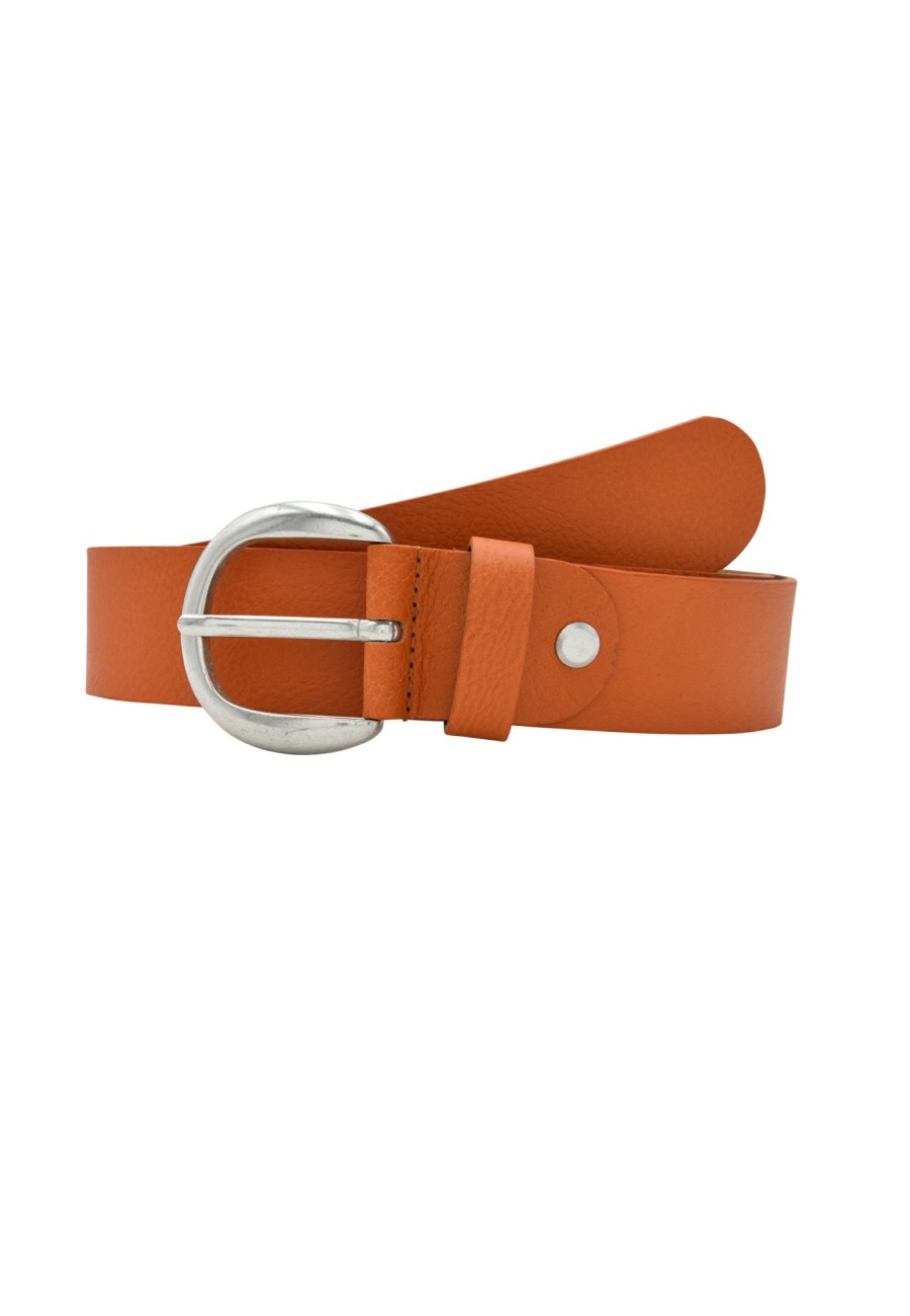 Gurtel Leslii | Leslii Premium Gurtel Echter Leder-Gurtel Antik Oranger Gurtel Kalbs-Nappaleder Narbung Orange