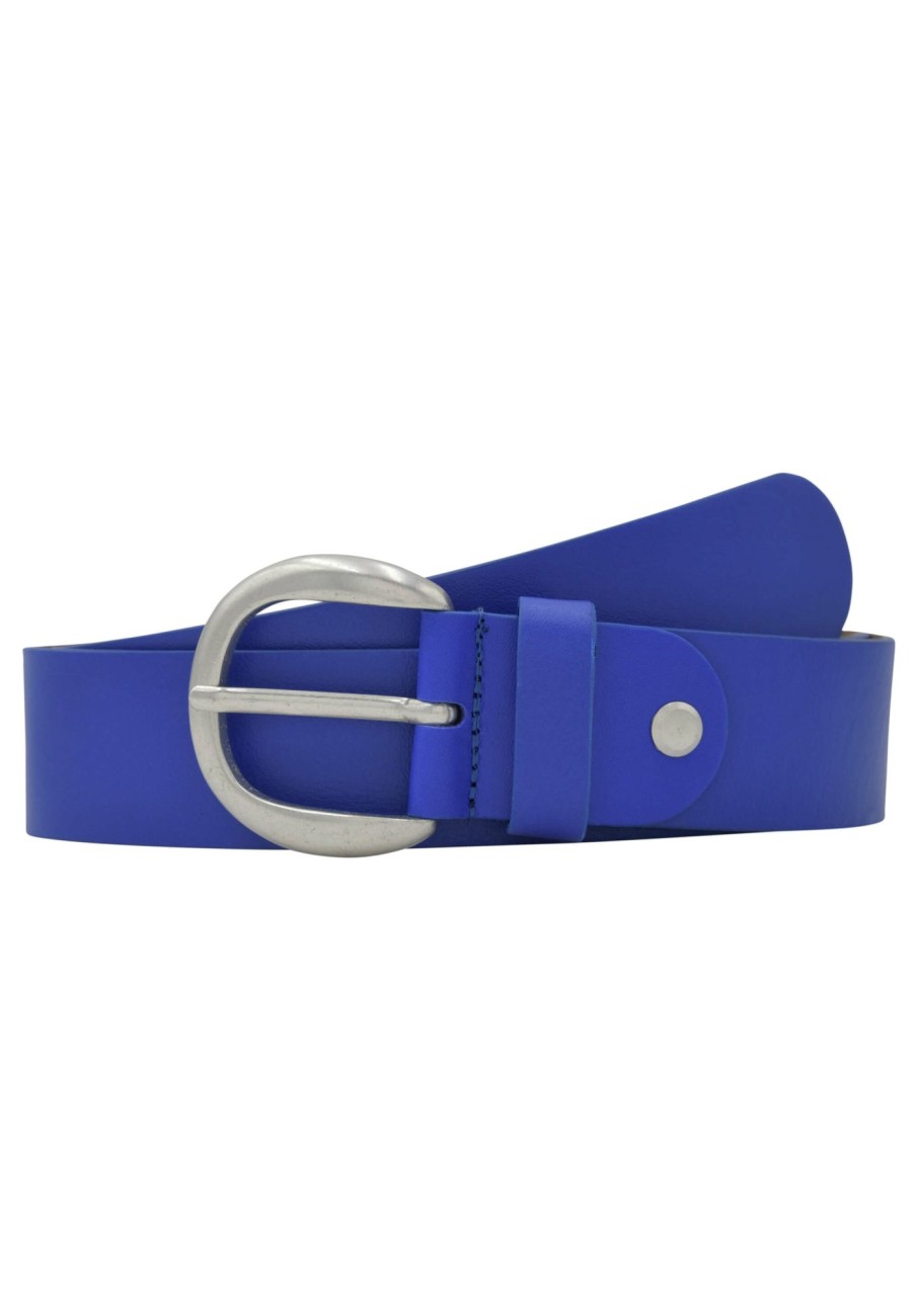 Gurtel Leslii | Leslii Premium Gurtel Echter Leder-Gurtel Antik 4Cm Blauer Gurtel Kalbs-Nappaleder Narbung Blau