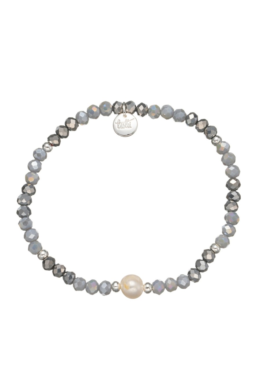 Armschmuck Leslii | Leslii Armband Kristall Perle Grau