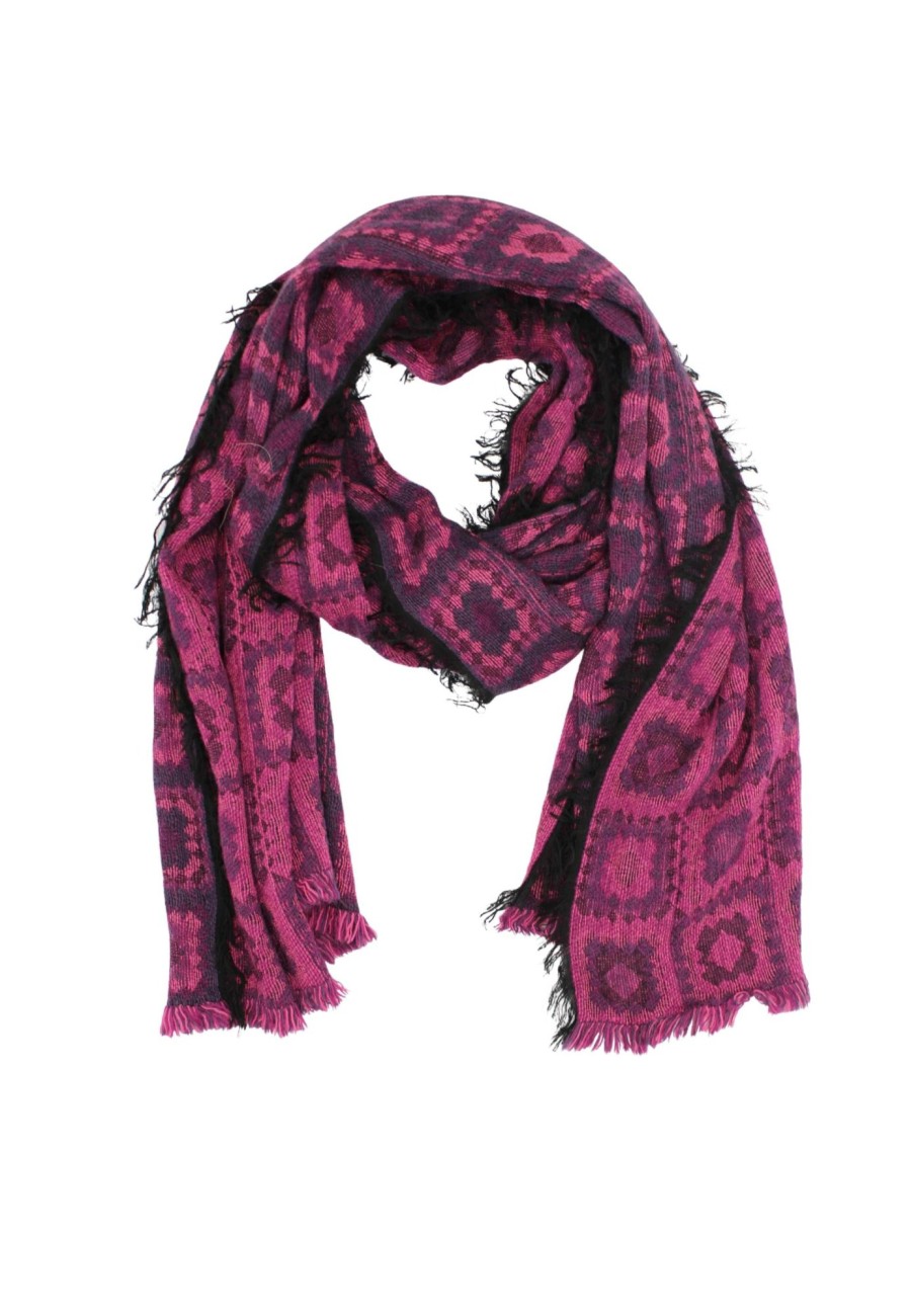 Schals Leslii | Leslii Schal Kachel-Muster Pinker Schal Fransen-Schal Gemustert In Fuchsia Pink Lila