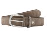 Gurtel Leslii | Leslii Premium Gurtel Echter Leder-Gurtel Antik Tauper Gurtel Rind-Veloursleder Naht Taupe Silber