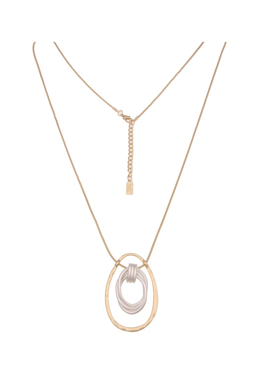 Ketten Leslii | Leslii Damen-Kette Bicolor Matt Oval Lange Halskette Modeschmuck-Kette In Gold Silber