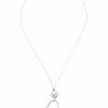 Ketten Leslii | Leslii Lange Halskette Mit Ringanhanger Und Perle In Silber