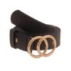 Gurtel Leslii | Leslii Damen-Gurtel Doppel-Ring Schwarzer Gurtel Classic Schwarz Gold