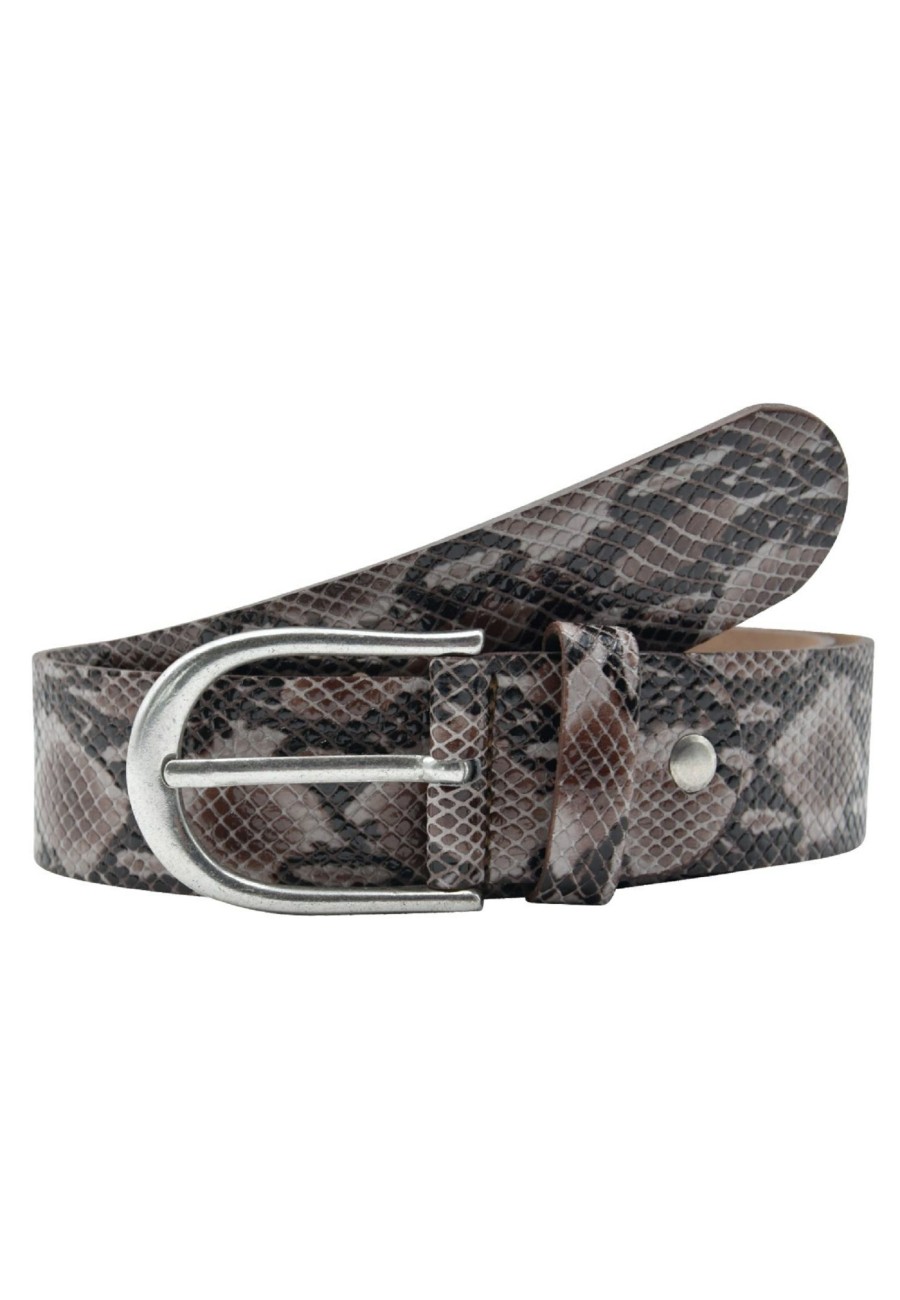 Gurtel Leslii | Leslii Premium Gurtel Echter Leder-Gurtel Snake Animal-Print Brauner Gurtel Breite 4Cm Nappaleder Ta