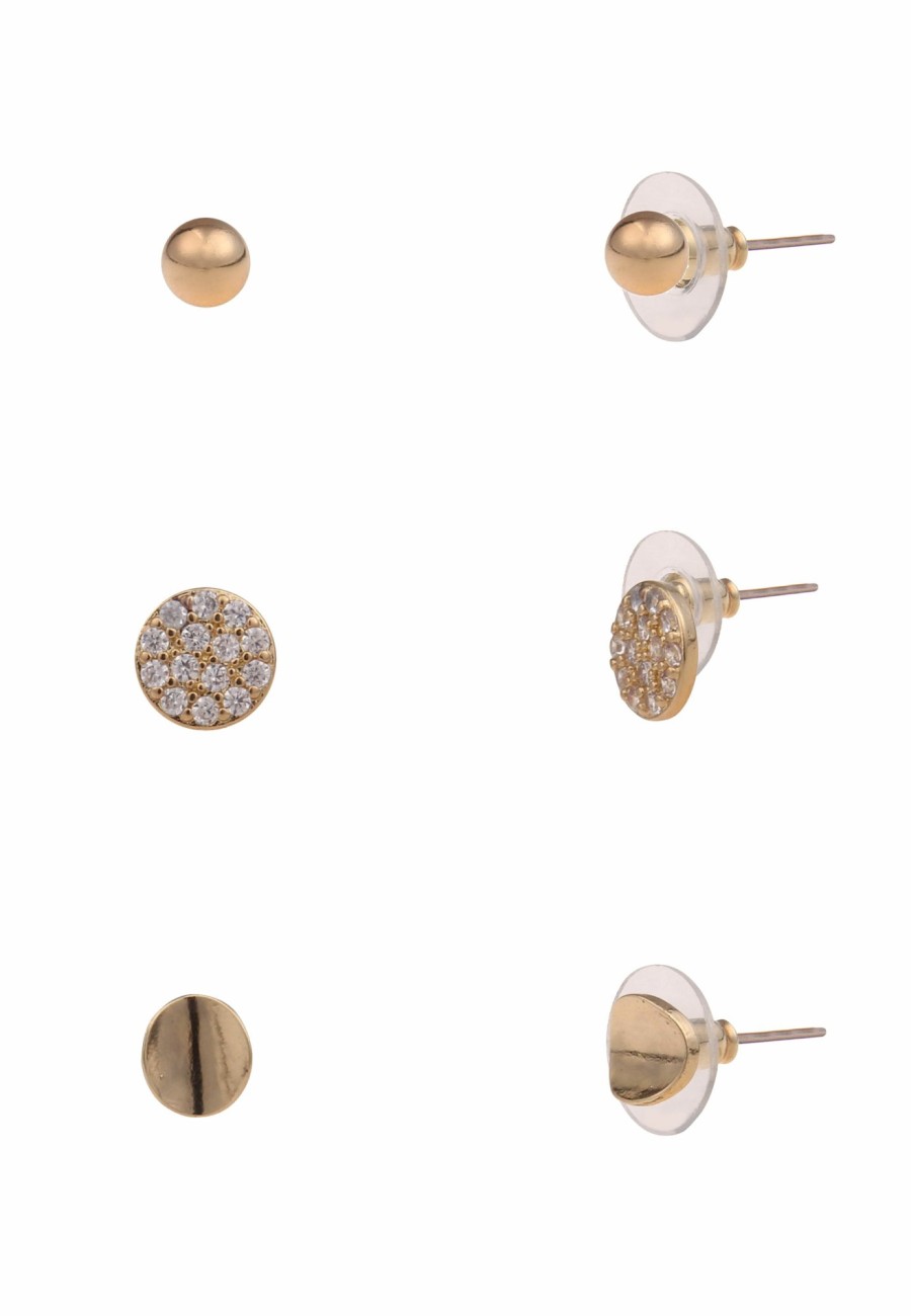 Ohrschmuck Leslii | Leslii Damen-Ohrringe Ohrstecker Im 3Er Set Modeschmuck-Ohrringe Strass Ohrschmuck Gold