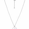 Ketten Leslii | Sale! Leslii Damen-Kette Muster-Anhanger Oval Edelstahl-Kette Lange Halskette Steel In Silber