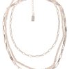 Ketten Leslii | Leslii Damen-Kette Layering Weise Perlen Glieder-Kette Silberne Modeschmuck-Kette Silber Weis