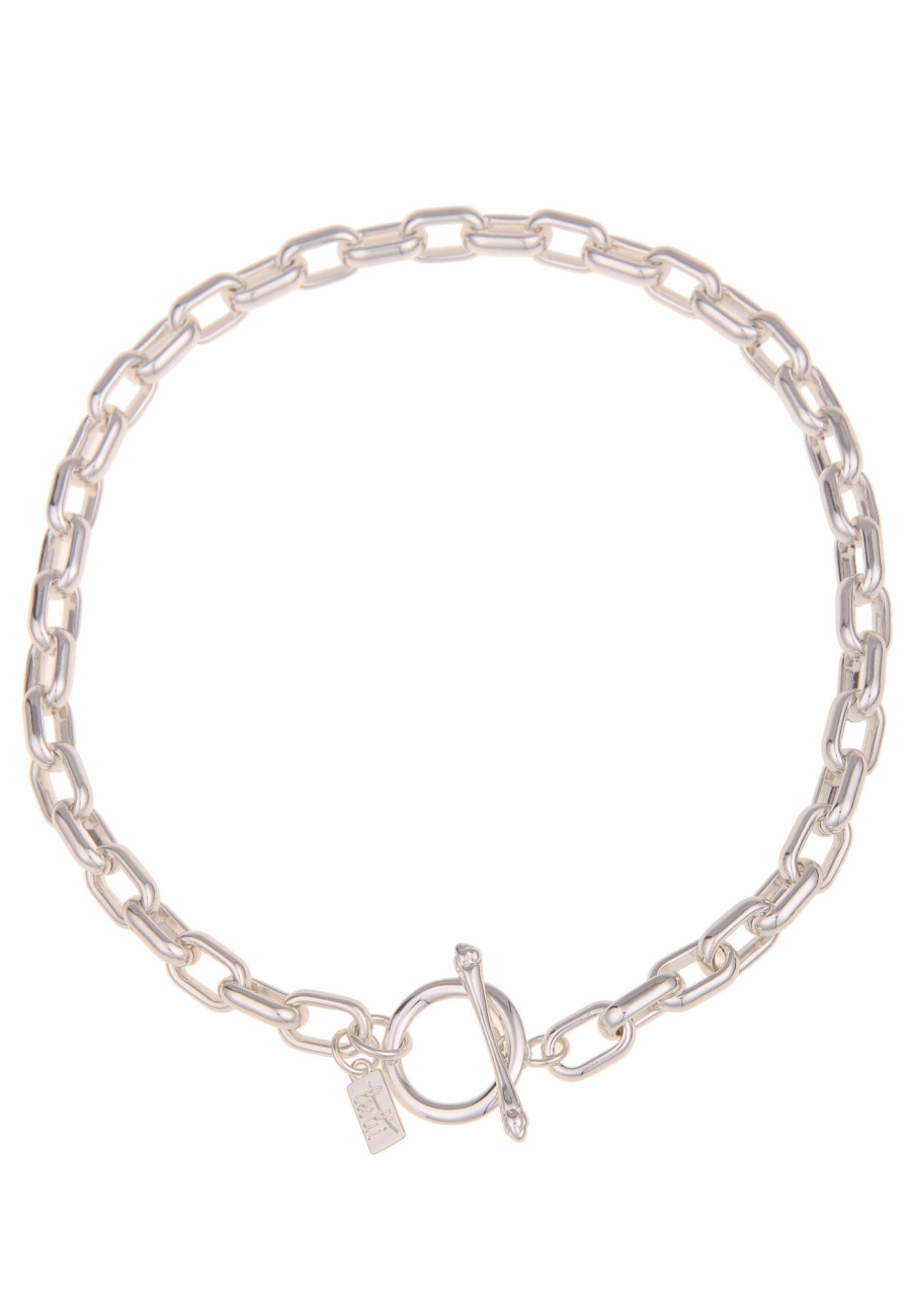 Ketten Leslii | Leslii Damen-Kette Laura Statement Glieder-Kette Kurze Kette Silberne Modeschmuck-Kette Silber