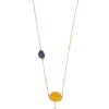 Ketten Leslii | Leslii Damen-Kette Color Glieder-Kette Goldene Halskette Bunte Modeschmuck-Kette Gold Bunt