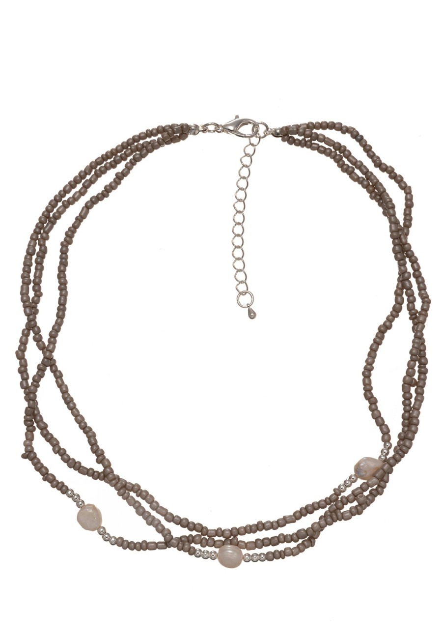 Ketten Leslii | Leslii Layering Kette Perlenkette In Grau Mit Suswasserperlen