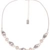 Ketten Leslii | Leslii Damen-Kette Perlen-Anhanger Suswasser-Zuchtperle Glanzende-Kette Modeschmuck Silber Weis