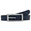 Gurtel Leslii | Leslii Premium Gurtel Echter Leder-Gurtel Blauer Gurtel Kalbs-Nappaleder Breite 3Cm Narbung Navy Sil