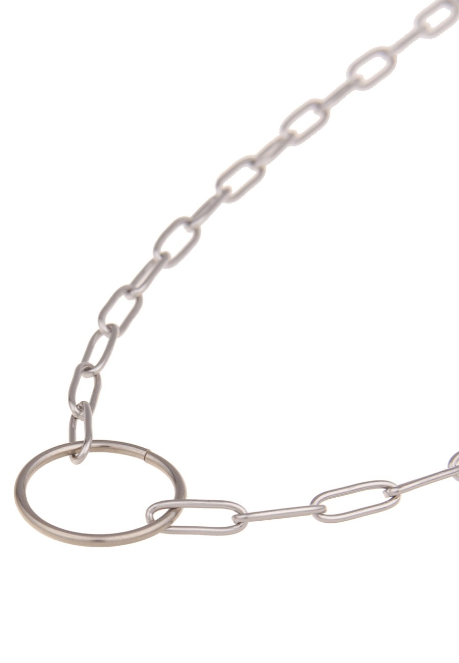 Ketten Leslii | Leslii Damen-Kette Premium Collier Ring-Anhanger Kurze Edelstahl-Kette Glieder-Kette Silber