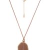 Ketten Leslii | Leslii Damen-Kette Birte Oval-Anhanger Lederlook-Kette Modeschmuck-Kette Gold Braun Rosa