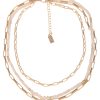 Ketten Leslii | Leslii Damen-Kette Layering Weise Perlen Glieder-Kette Goldene Modeschmuck-Kette Gold Weis