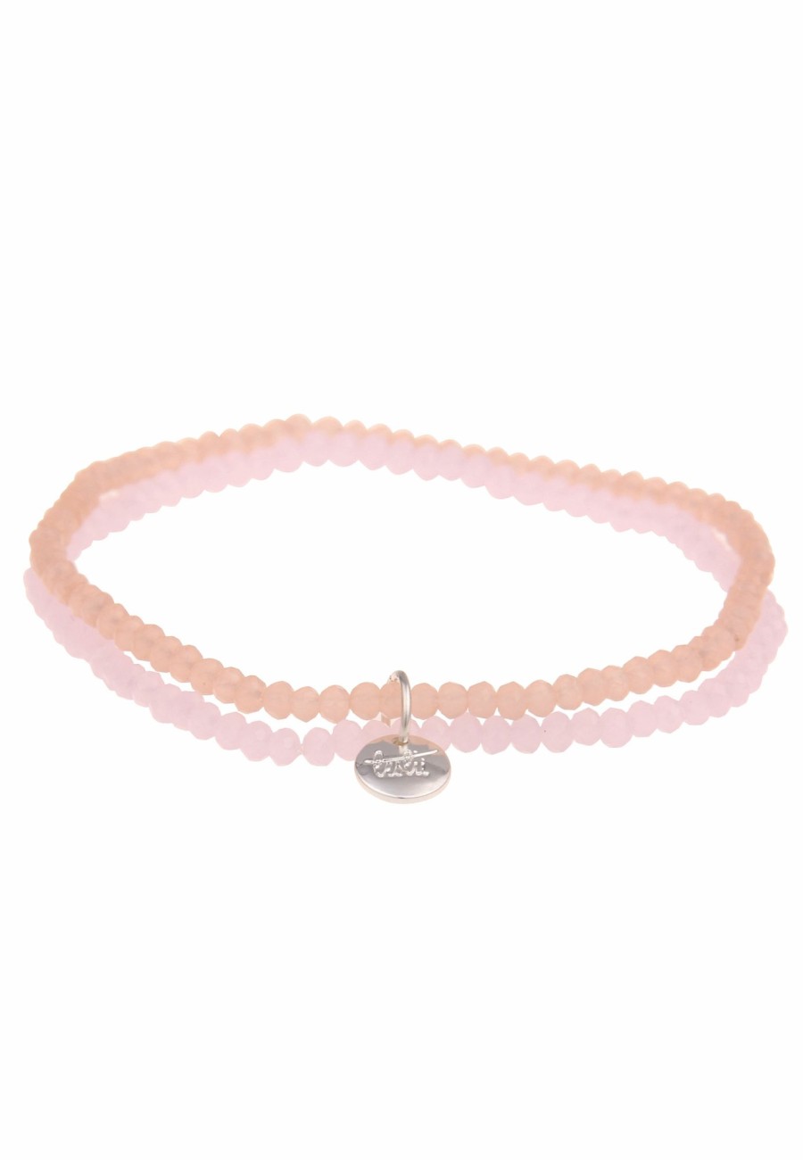 Armschmuck Leslii | Leslii Damen-Armband Kelly Kristall Glasperlen-Armband Modeschmuck-Armband Dehnbar Rosa