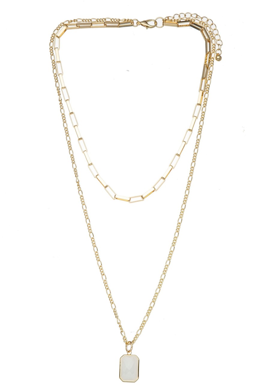 Ketten Leslii | Leslii Layering Kette Stein Weis Gold