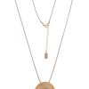 Ketten Leslii | Leslii Damen-Kette Hammer-Look Lange Modeschmuck-Kette Stoff-Band Kratz-Muster Gold Beige