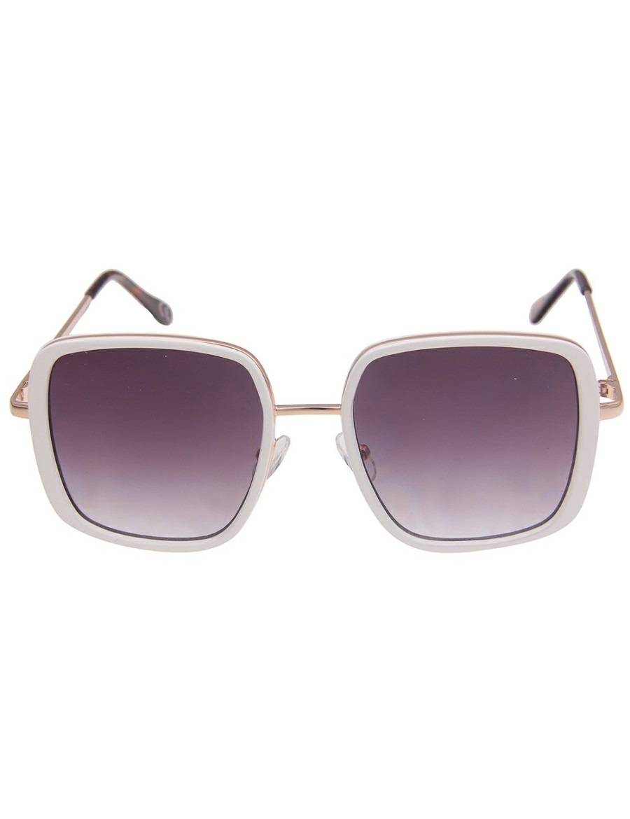 Sonnenbrillen Leslii | Leslii Sonnenbrille Square Look Eckig Damen Sunglasses Designerbrille In Weis Gold