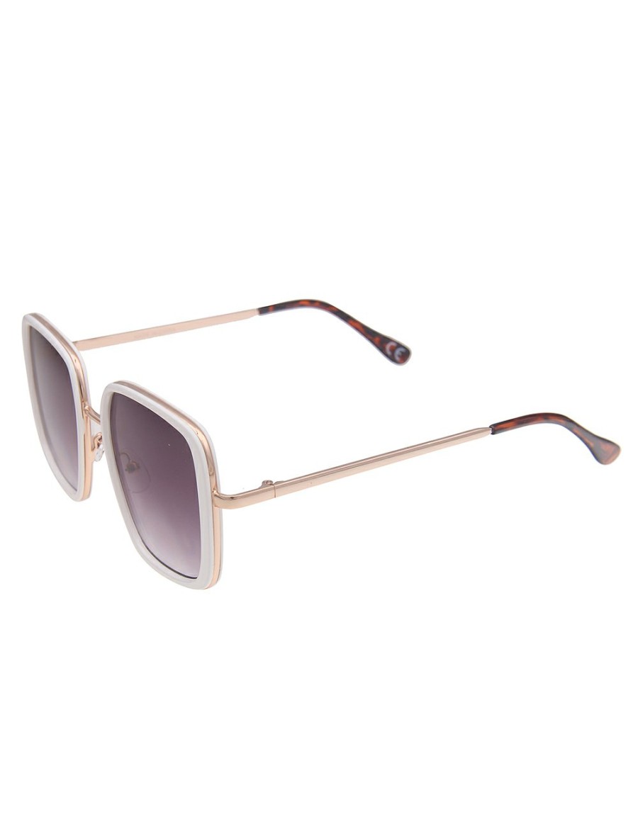 Sonnenbrillen Leslii | Leslii Sonnenbrille Square Look Eckig Damen Sunglasses Designerbrille In Weis Gold