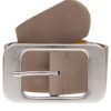 Gurtel Leslii | Leslii Damen-Gurtel Basic Statement-Schnalle Breiter Gurtel Uni Breite 4Cm Taupe Silber