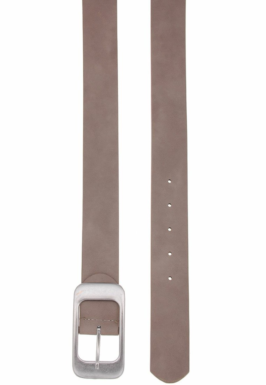 Gurtel Leslii | Leslii Damen-Gurtel Basic Statement-Schnalle Breiter Gurtel Uni Breite 4Cm Taupe Silber