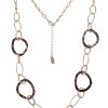 Ketten Leslii | Leslii Damen-Kette Statement Muster-Ringe Lange Halskette Modeschmuck-Kette Gold Braun