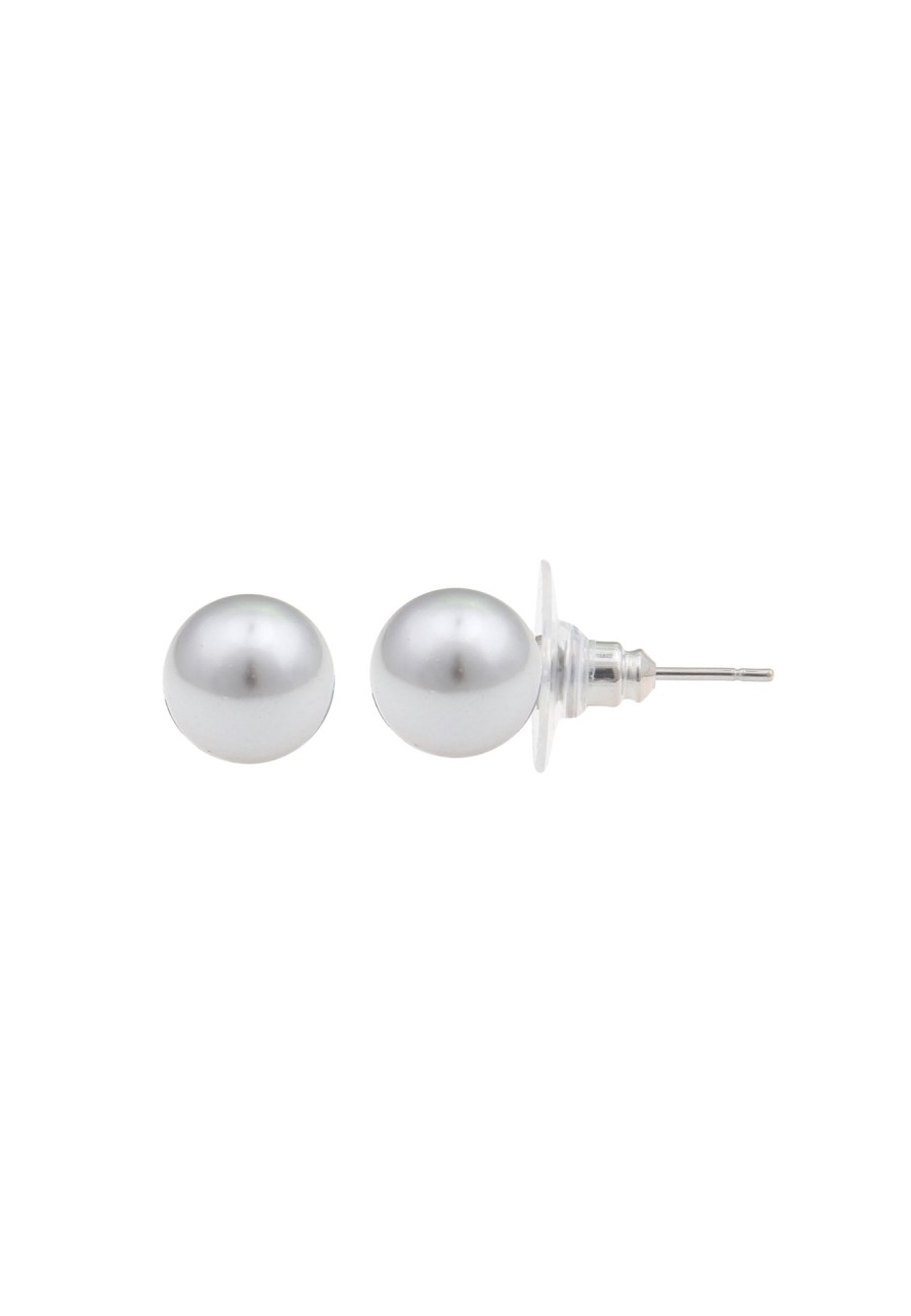 Ohrschmuck Leslii | Leslii Damen-Ohrringe Ohrstecker Perlen-Ohrringe Classic O 7Mm Modeschmuck In Grau