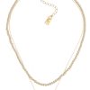 Ketten Leslii | Leslii Kurze Layering-Kette Perlen Goldene Kette Gold Weis