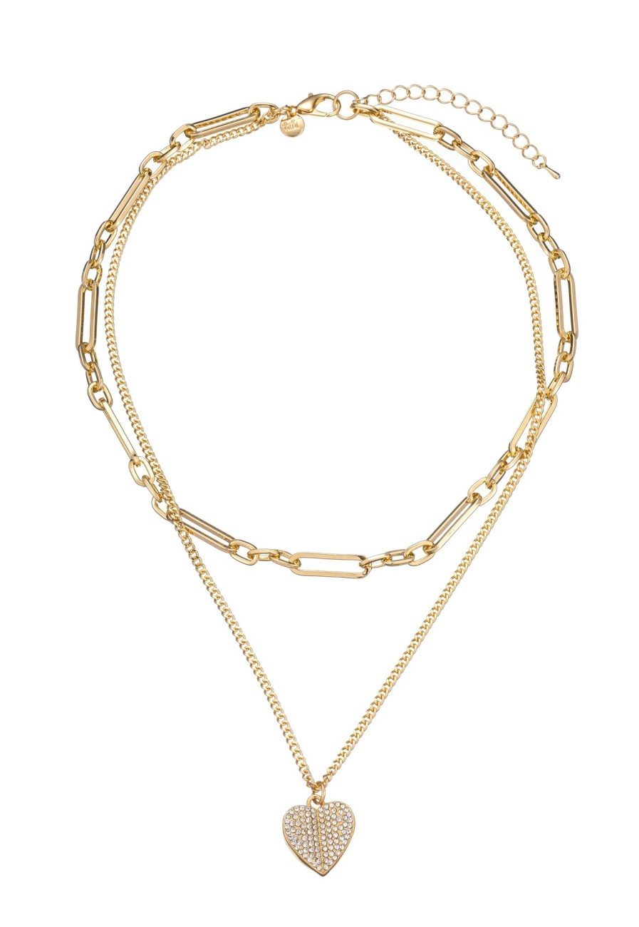 Ketten Leslii | Leslii Kurze Layering-Halskette Herzanhanger Gold