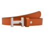 Gurtel Leslii | Leslii Premium Gurtel Echter Leder-Gurtel Oranger Gurtel Kalbs-Nappaleder Narbung Orange Silber