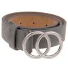 Gurtel Leslii | Leslii Damen-Gurtel Classic-Gurtel Doppel Ring Grauer Gurtel Breite 3Cm Steck-Schliese Grau