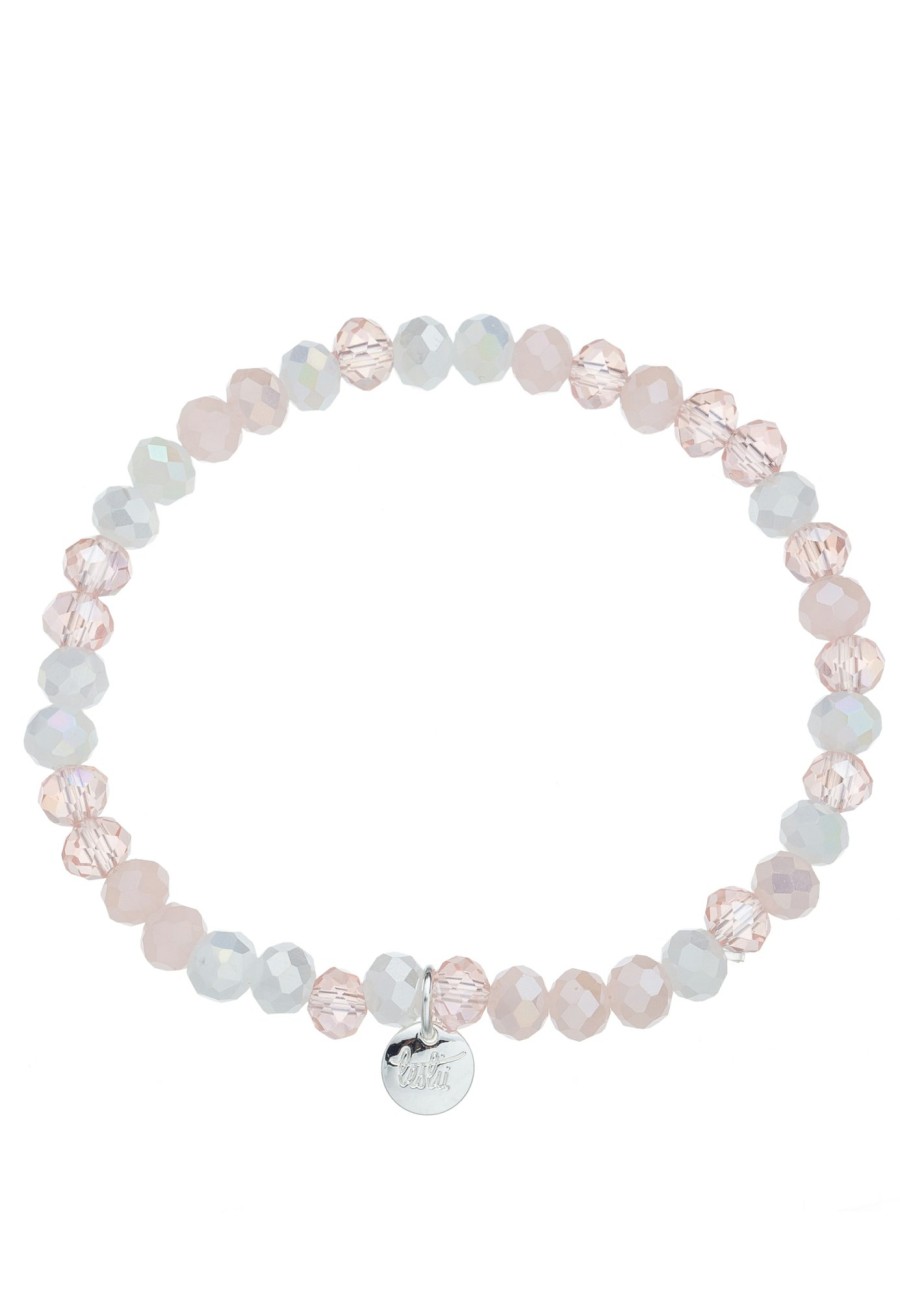 Armschmuck Leslii | Leslii Damen-Armband Kate Kristall Glasperlen-Armband Rosa Weis Transparent