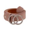 Gurtel Leslii | Leslii Damen-Gurtel Doppel-Ring Rosafarbener Gurtel Steck-Schliese Classic Rosa Silber