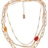 Ketten Leslii | Leslii Damen-Kette Layering Weise Perlen Glieder-Kette Steine Goldene Modeschmuck-Kette Gold Bunt