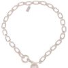 Ketten Leslii | Leslii Damen-Kette Statement Perlen-Anhanger Glieder-Kette Kurze Modeschmuck-Kette Silber Weis