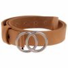 Gurtel Leslii | Leslii Damen-Gurtel Classic-Gurtel Doppel Ring Brauner Gurtel Breite 3Cm Steck-Schliese Sand Braun